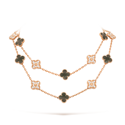 [GALE]CLOVER 20 MOTIFS DARK MOP DIAMOND NECKLACE