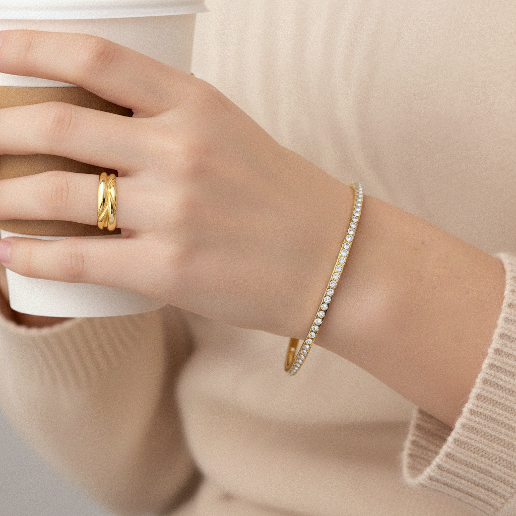 [GALE]Kalista Diamond Gold Bangle