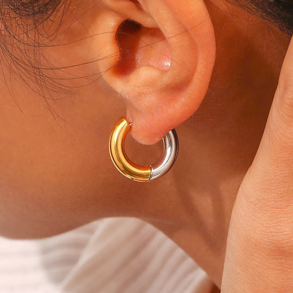 [GALE]Ingrid Two Tone Hoop Earring