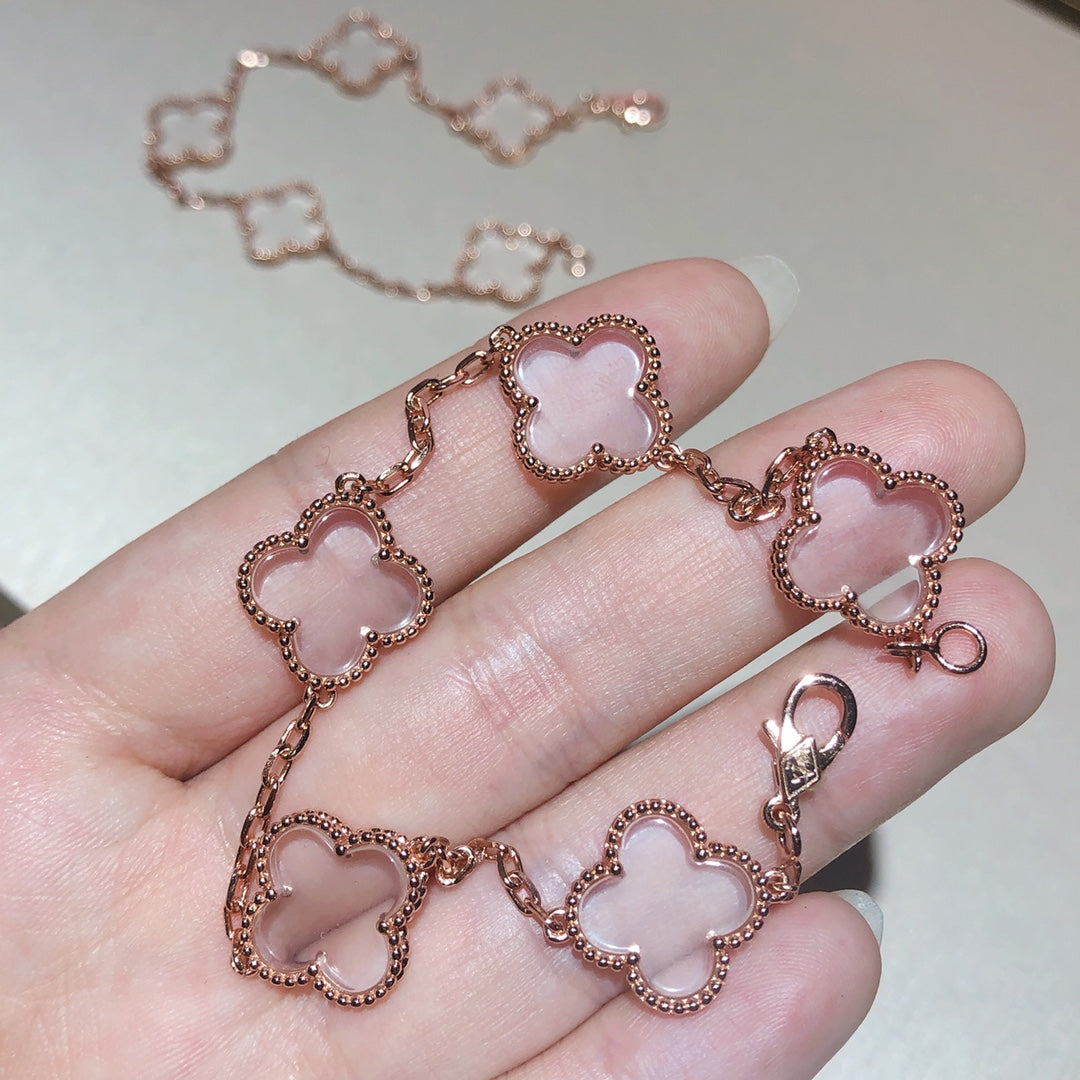 [GALE]CLOVER 5 MOTIF ROCK CRYSTAL BRACELET