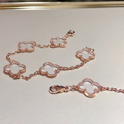 [GALE]CLOVER 5 MOTIF ROCK CRYSTAL BRACELET
