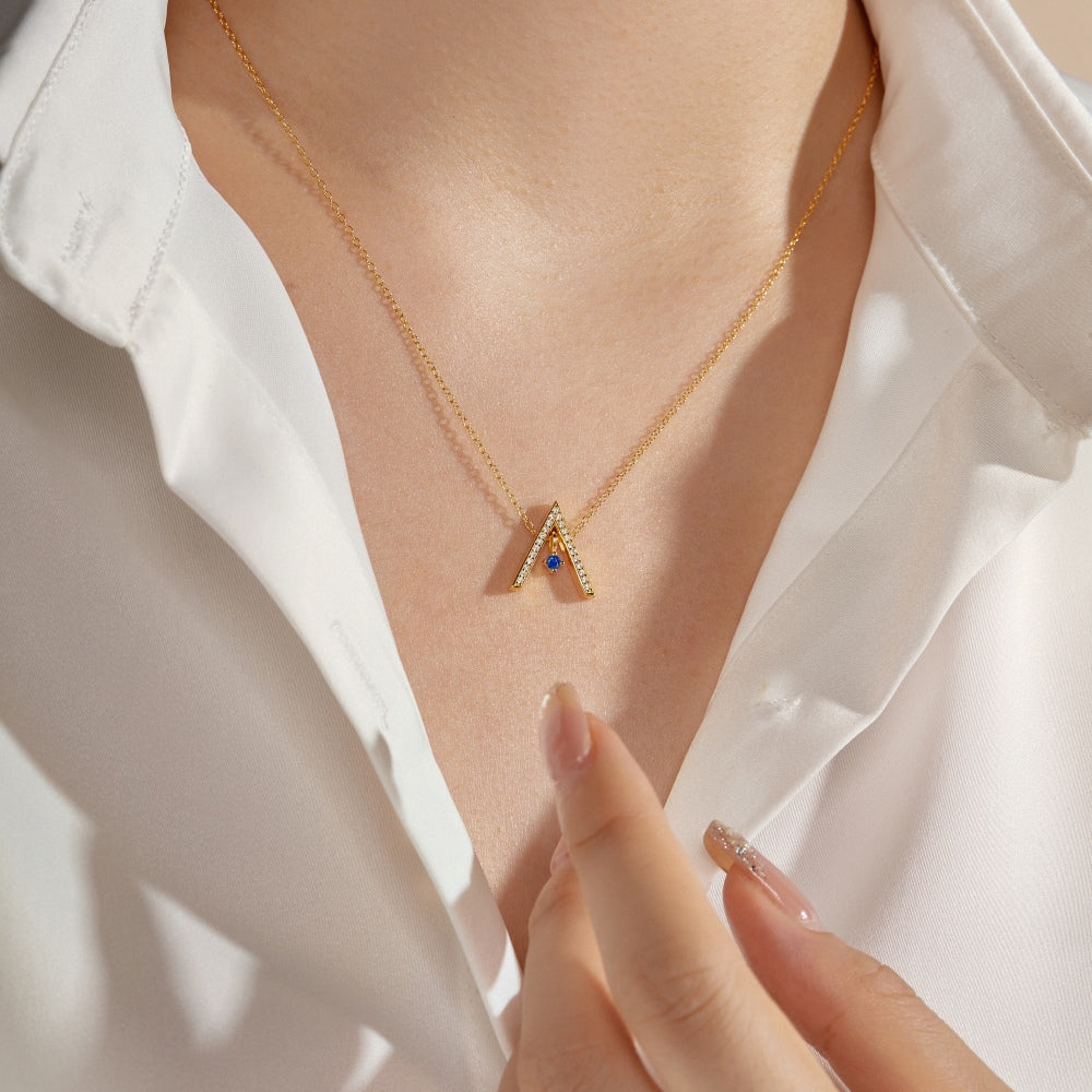 [GALE]Sparkling "A" Shape Necklace
