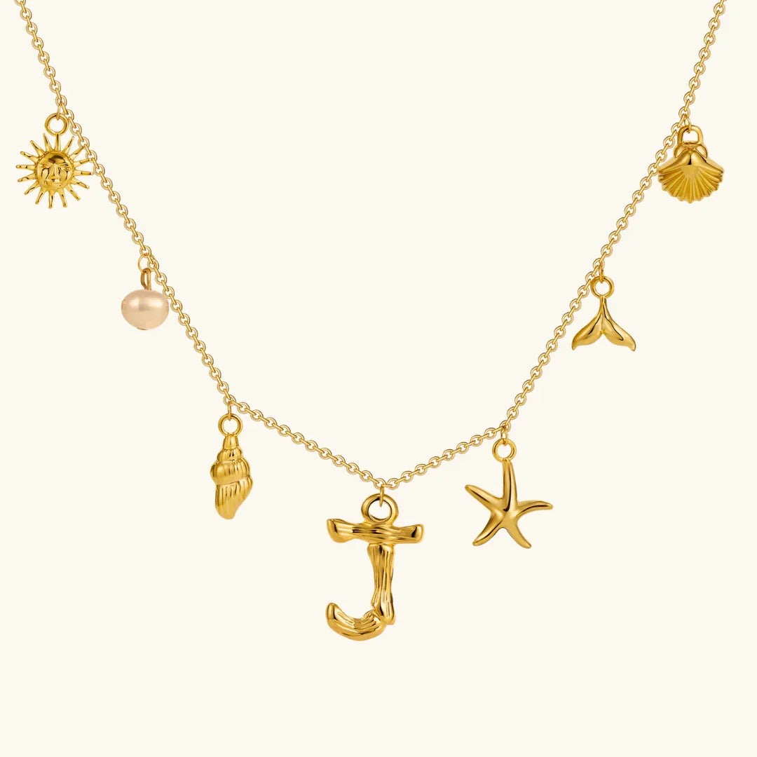 [GALE]Avaria Ocean Initial Necklace
