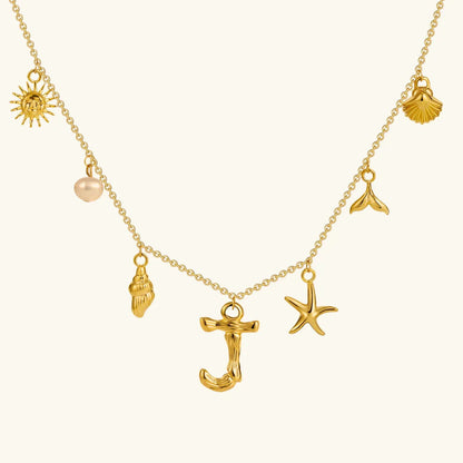[GALE]Avaria Ocean Initial Necklace