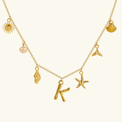[GALE]Avaria Ocean Initial Necklace
