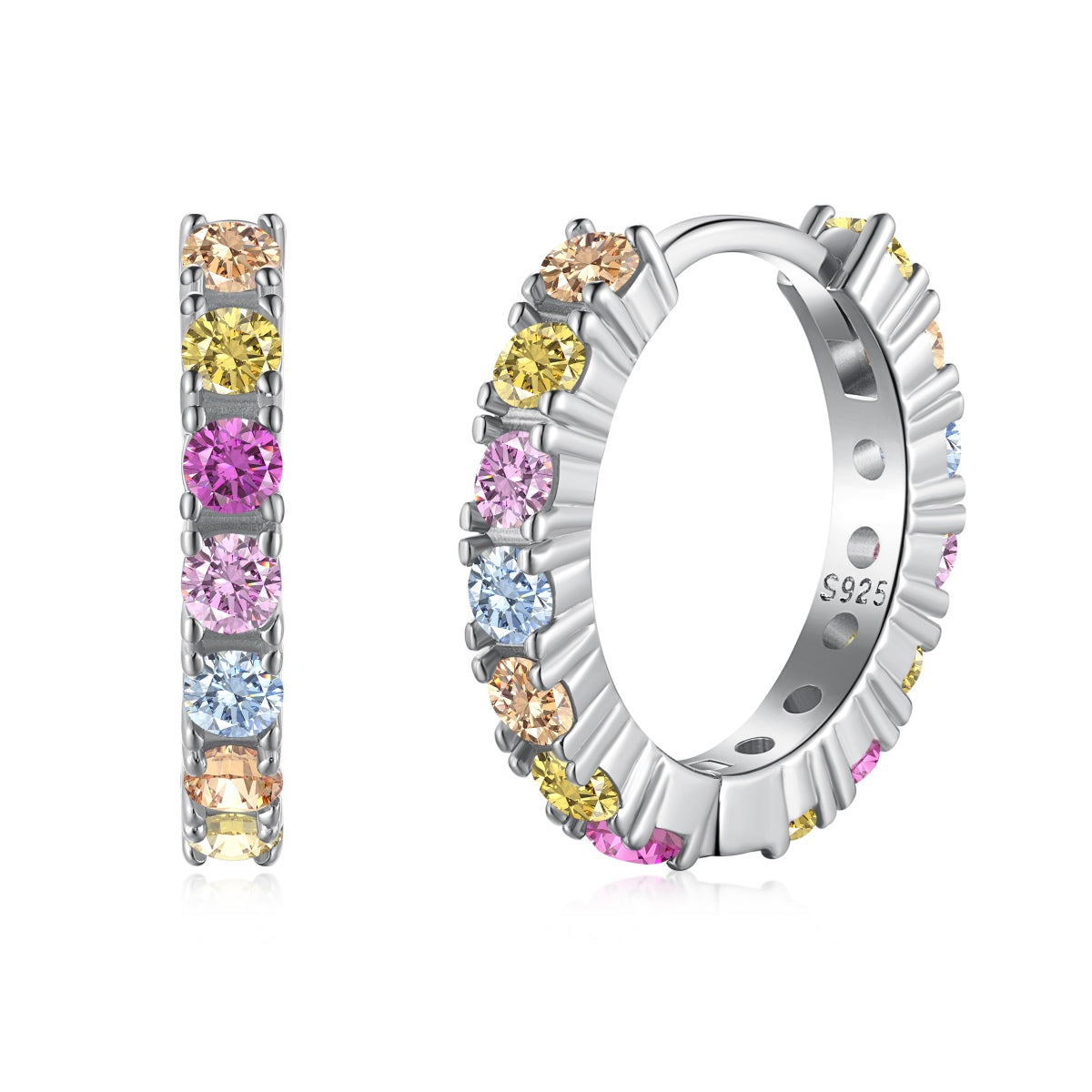 [GALE]Radiant Colorful Round Cut Earrings
