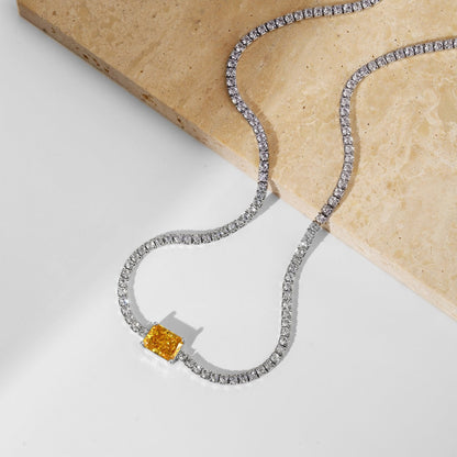 [GALE]2.0 carat Ornate Emerald Cut Necklace