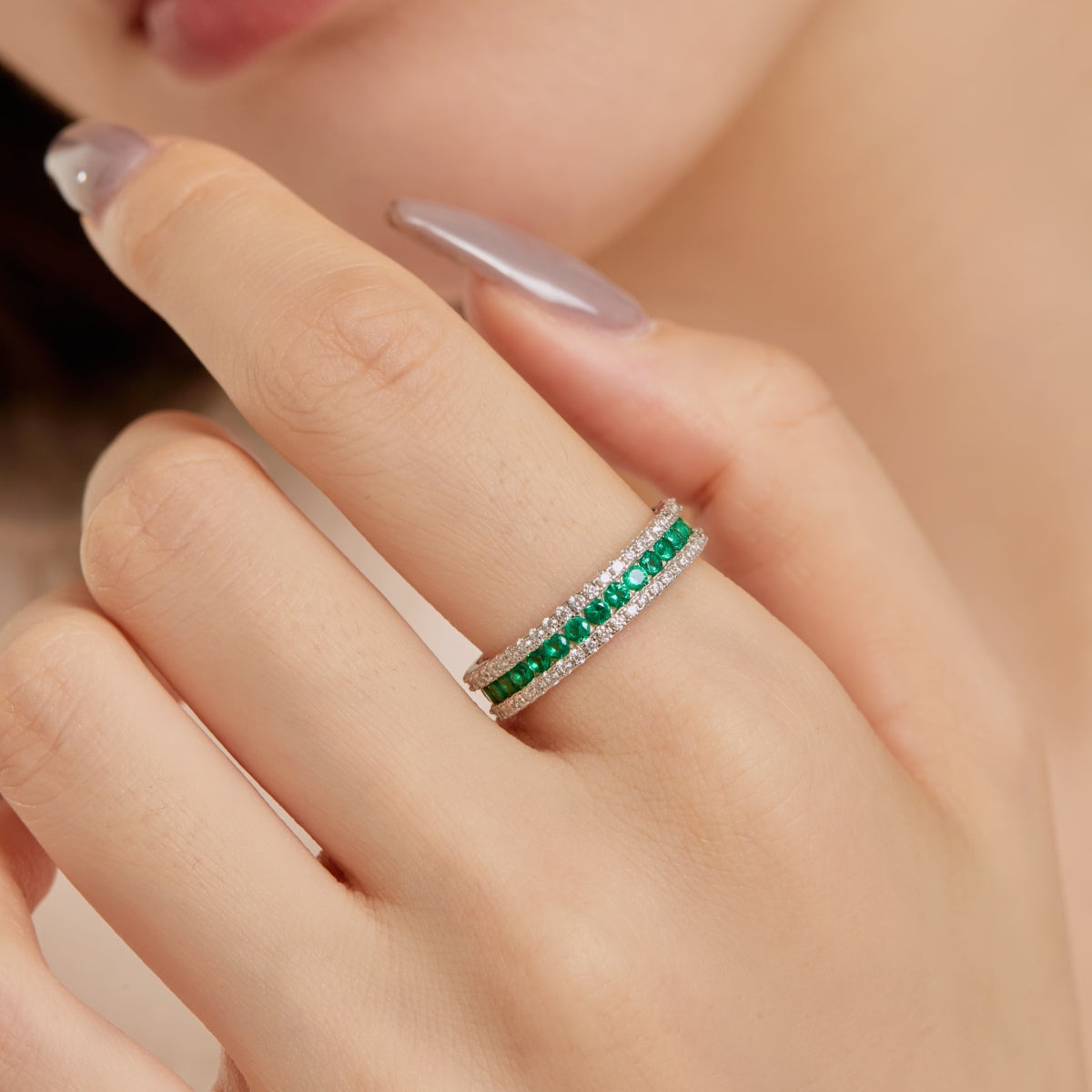 [GALE]Delicate Colorful Round Cut Daily Ring