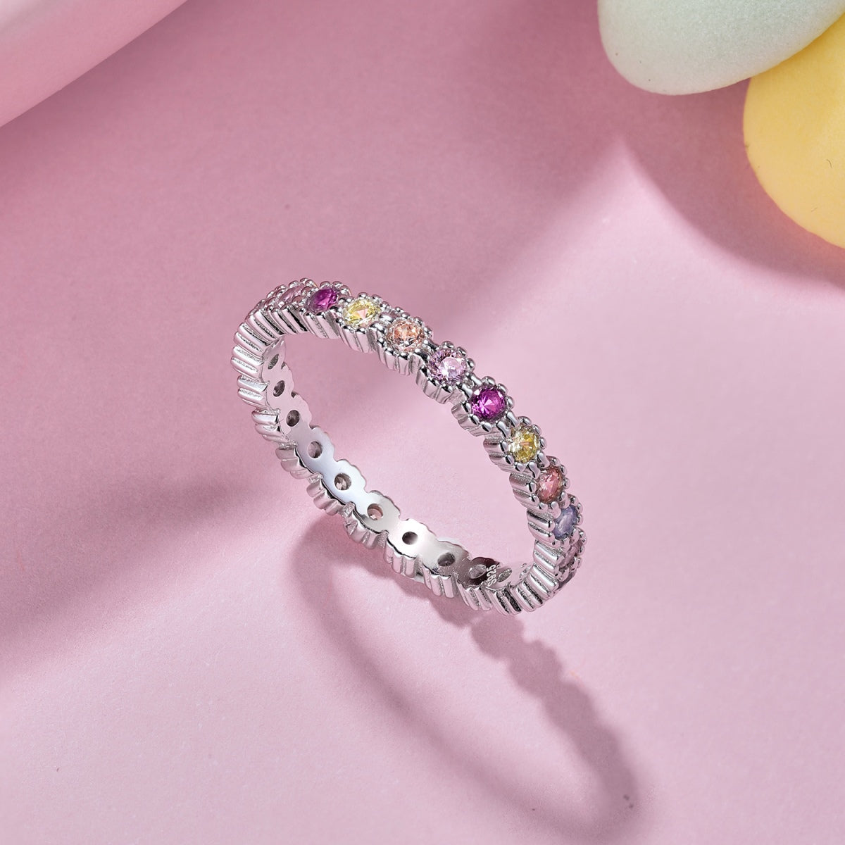 [GALE]Exquisite Colorful Round Cut Party Ring