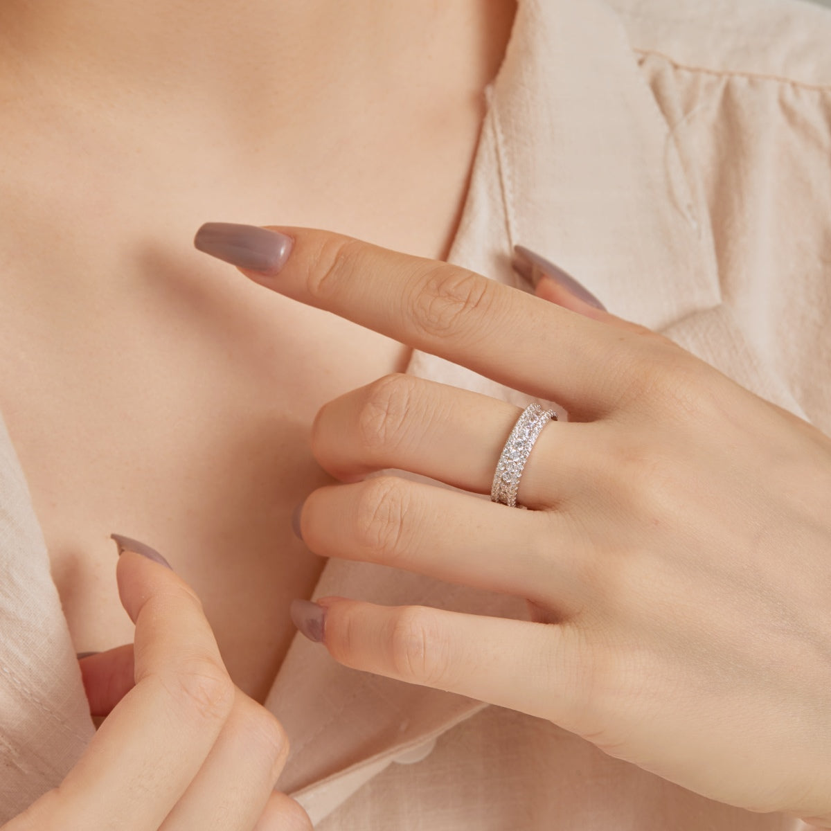 [GALE]Delicate Colorful Round Cut Daily Ring