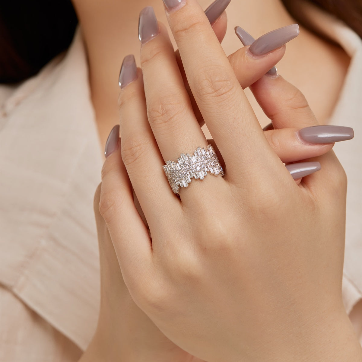 [GALE]Luxurious Colorful Radiant Cut Daily Ring