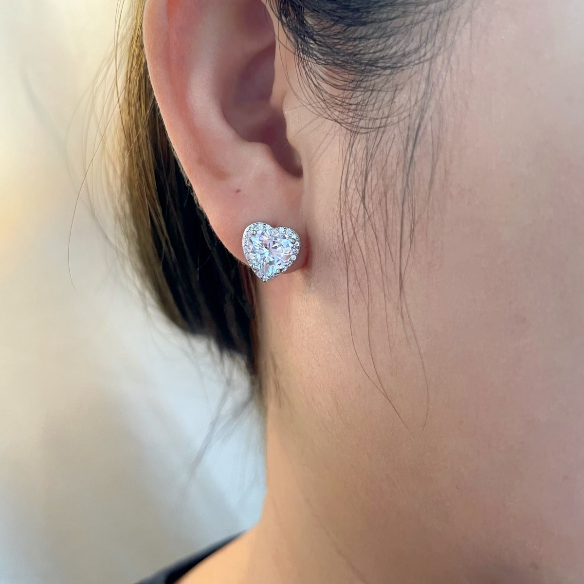 [GALE]Sparkling Heart Shape Lover Earrings