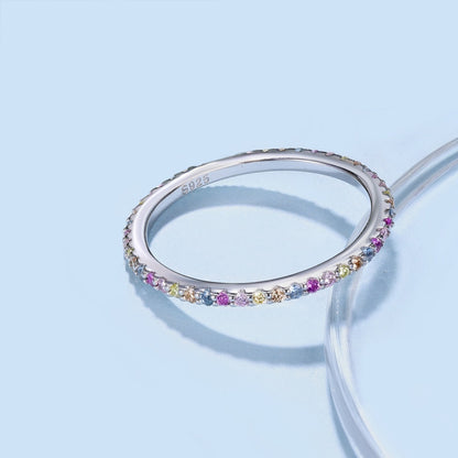 [GALE]Ornate Colorful Round Cut Tennis Ring