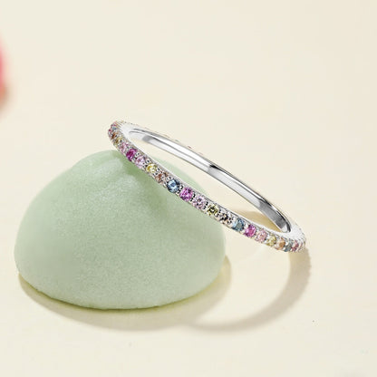 [GALE]Ornate Colorful Round Cut Tennis Ring