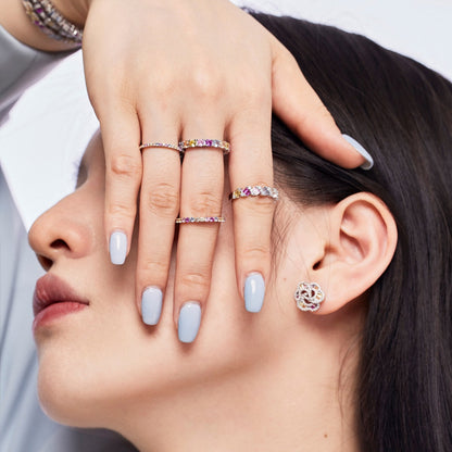 [GALE]Unique Scintillating Round Cut Daily Ring