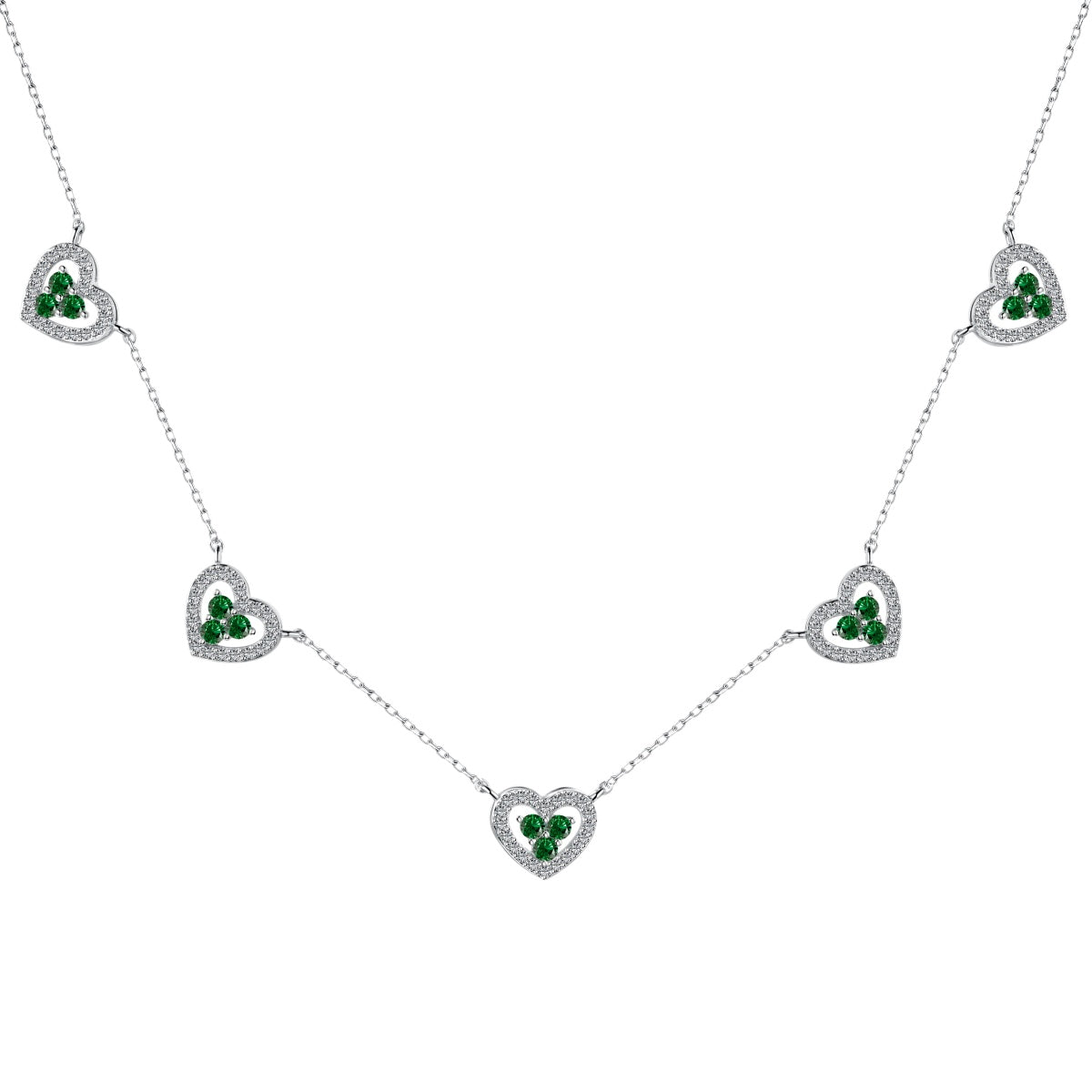 [GALE]Sparkling Five Heart Necklace