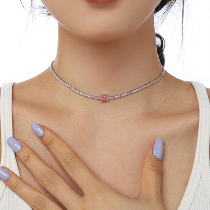 [GALE]1.0 Carat Shining Oval Cut Necklace
