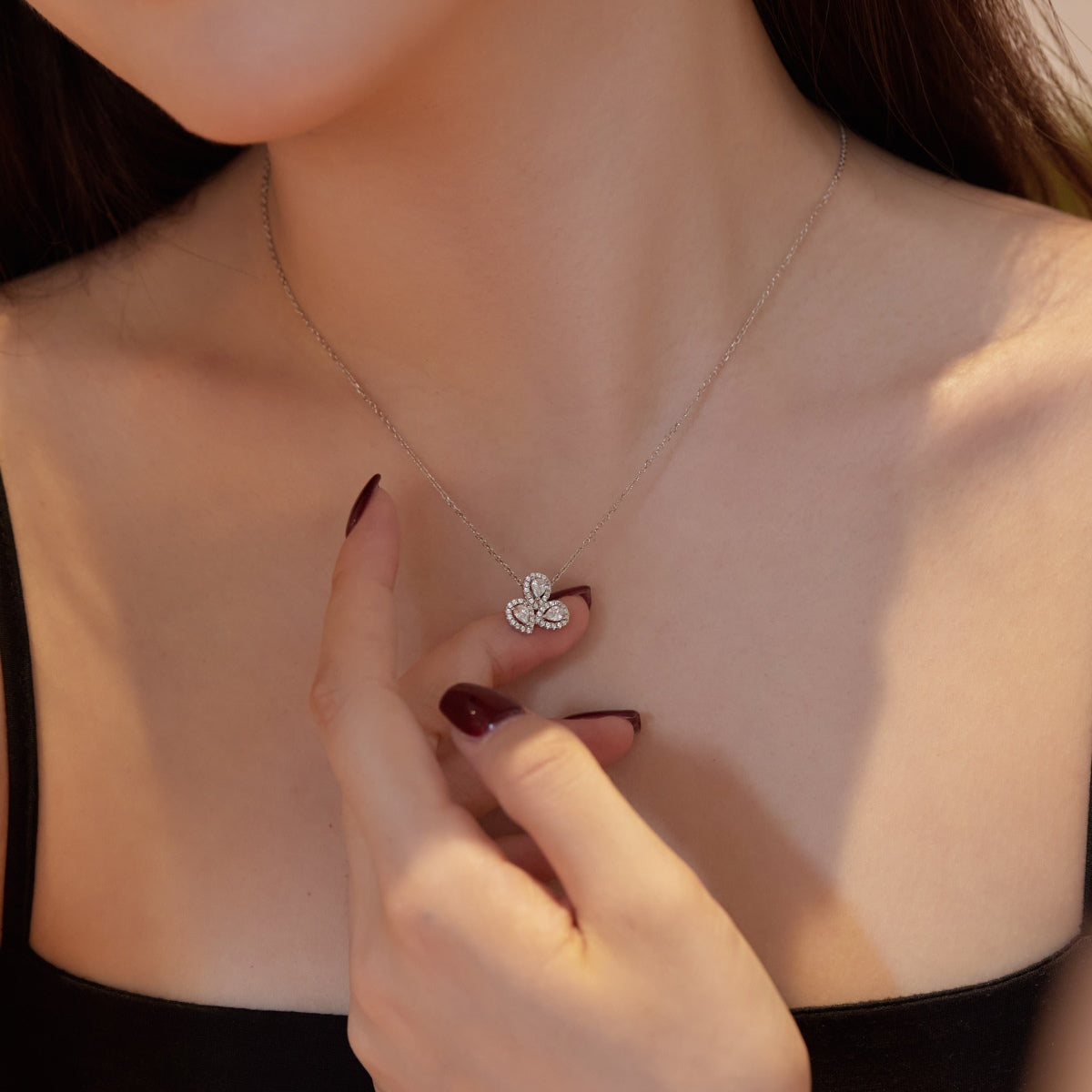 [GALE]Elegant Flower Shape Pear Cut Necklace