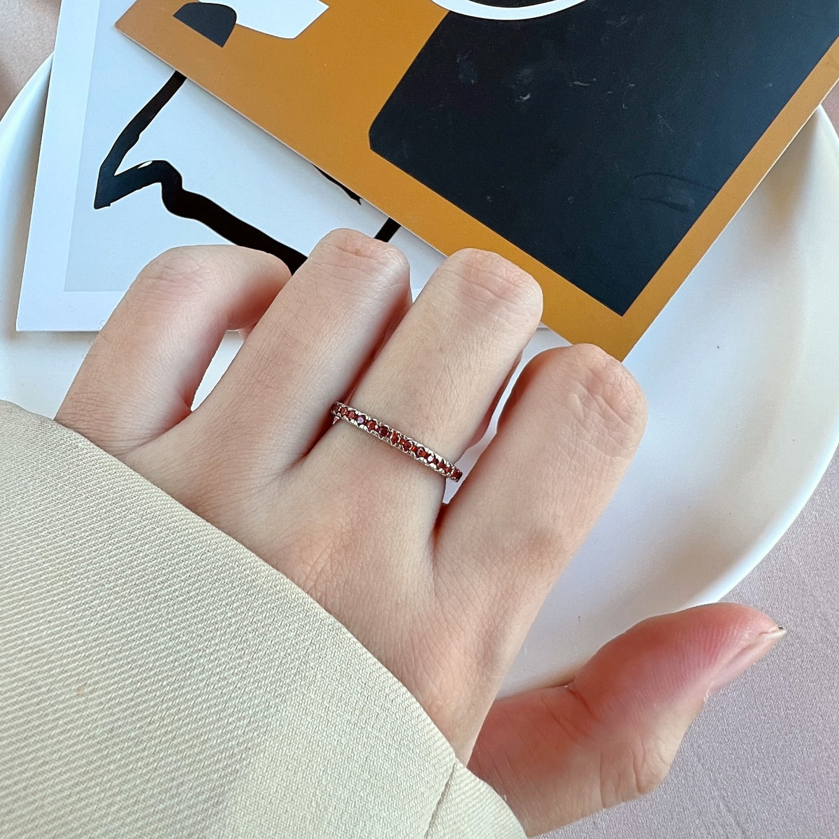 [GALE]Delicate Sparkling Round Cut Daily Ring