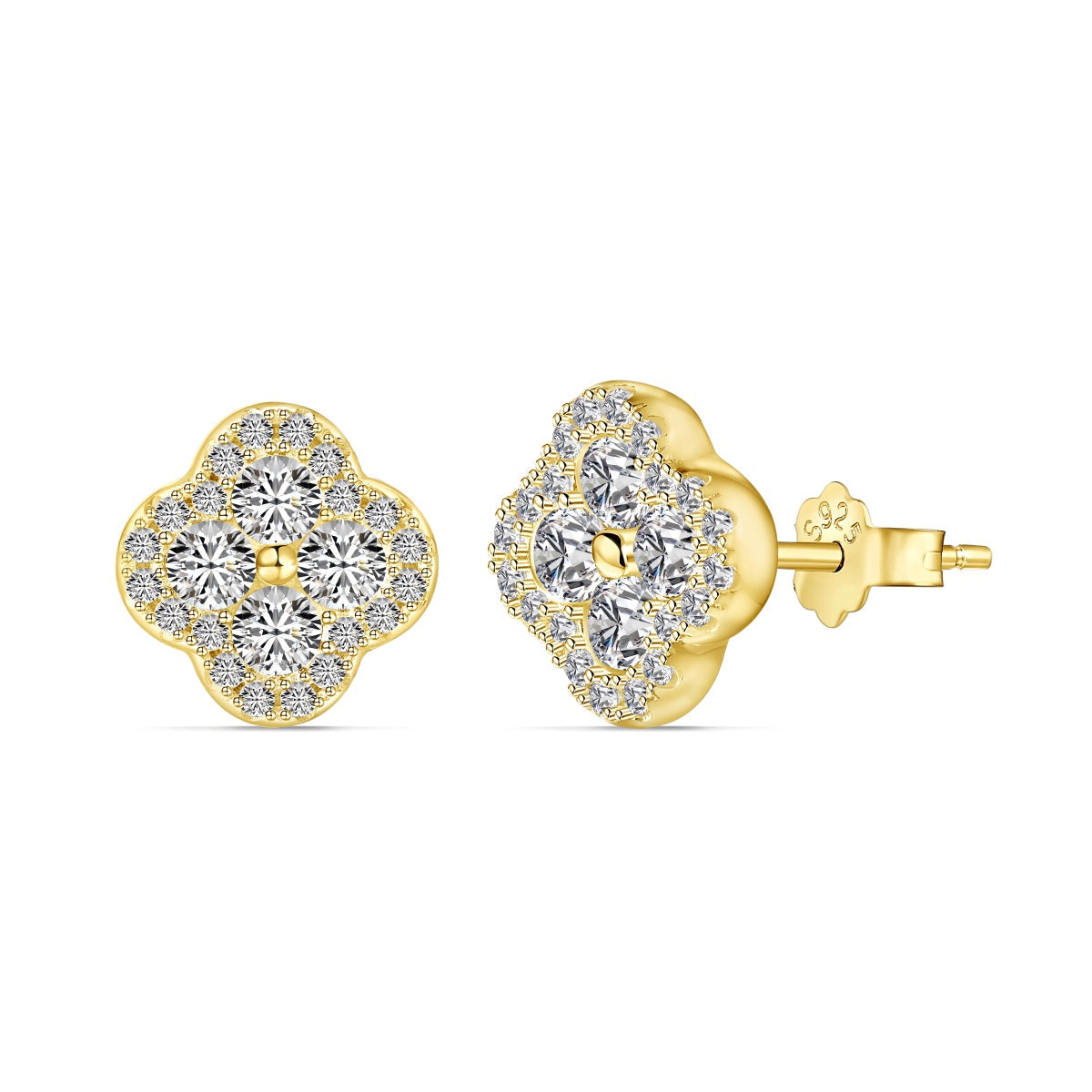 [GALE]Four-Leaf Clover Flower Shaped Earrings