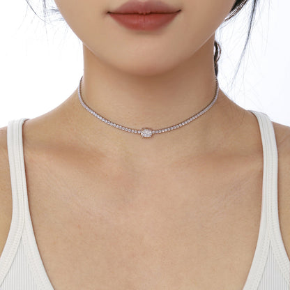 [GALE]1.0 Carat Shining Oval Cut Necklace