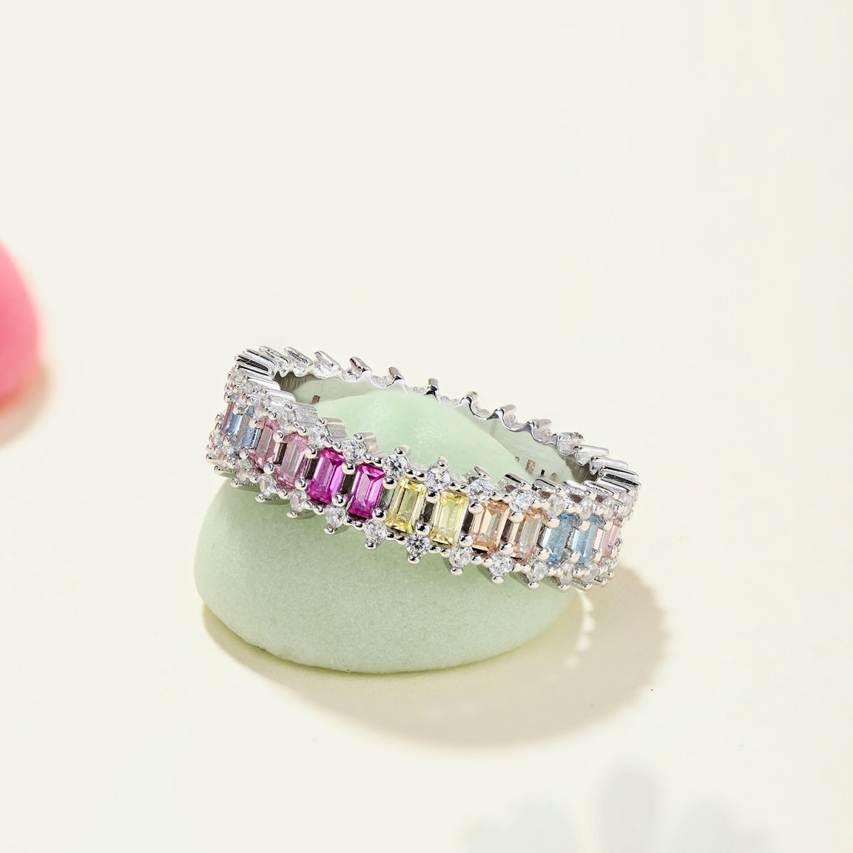 [GALE]Splashy Ornate Emerald Cut Cocktail Ring