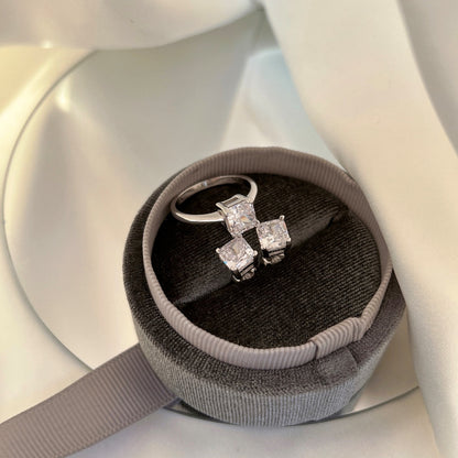 [GALE]1.0 Carat Radiant Princess Cut Wedding Earrings
