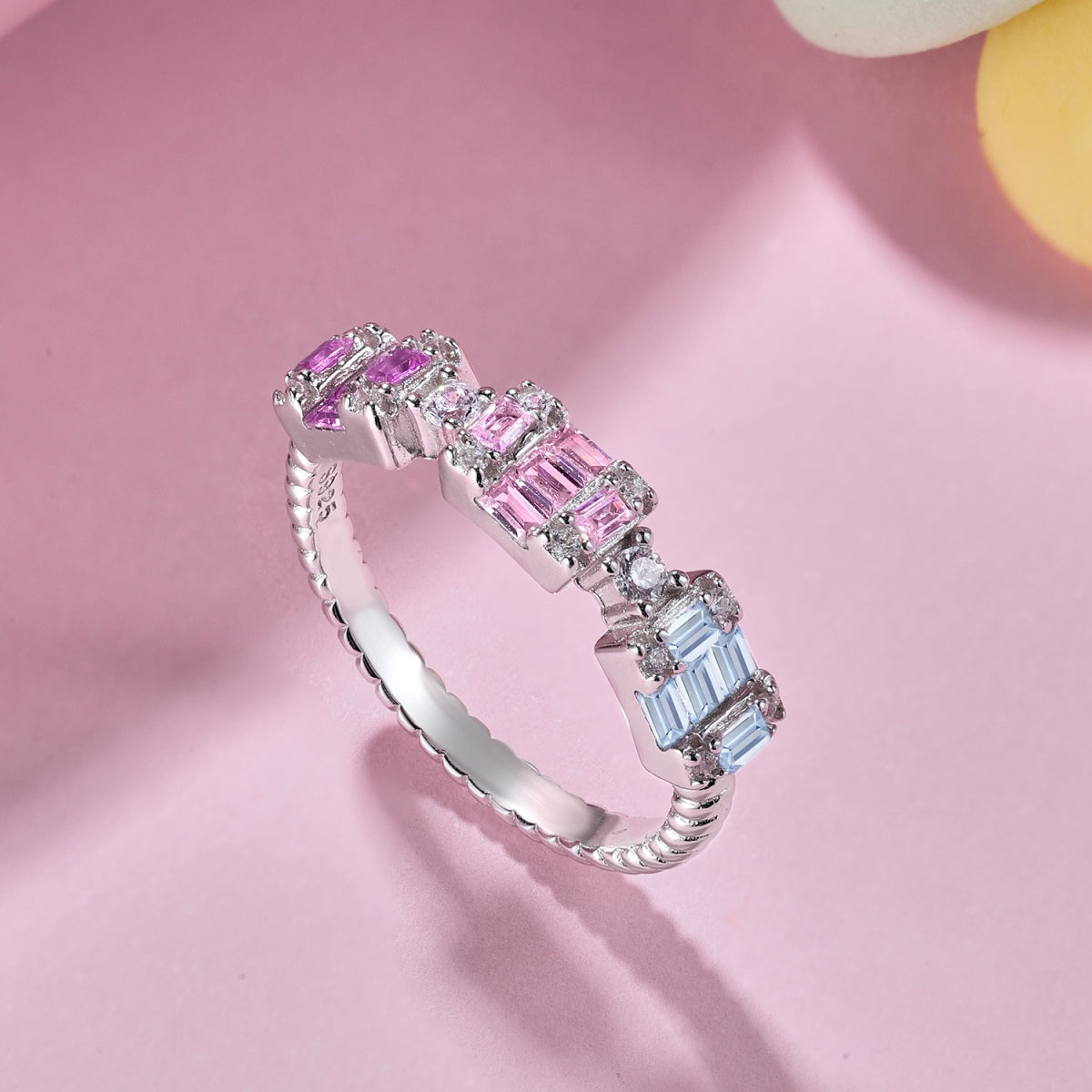 [GALE]Unique Colorful Emerald Cut Party Ring
