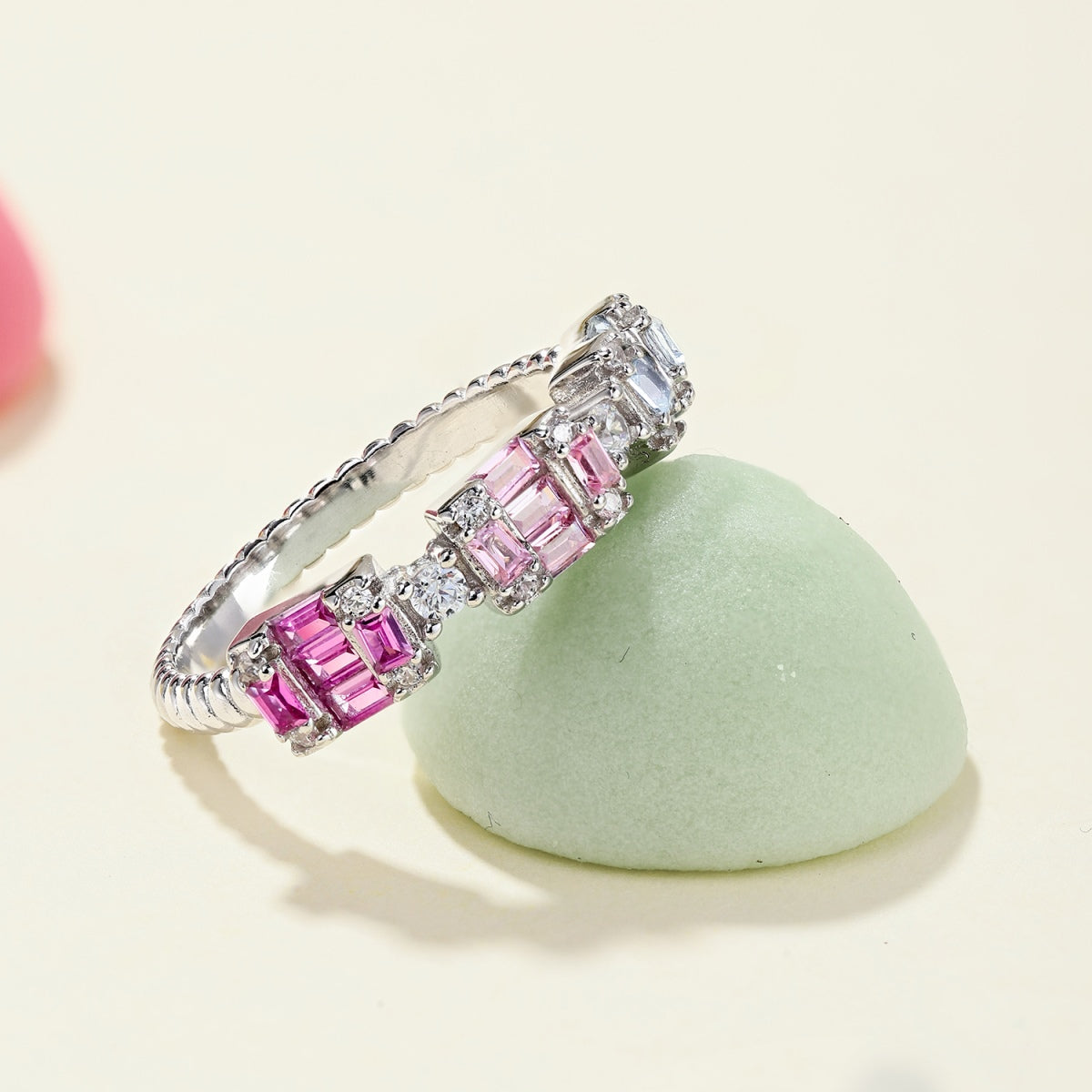 [GALE]Unique Colorful Emerald Cut Party Ring
