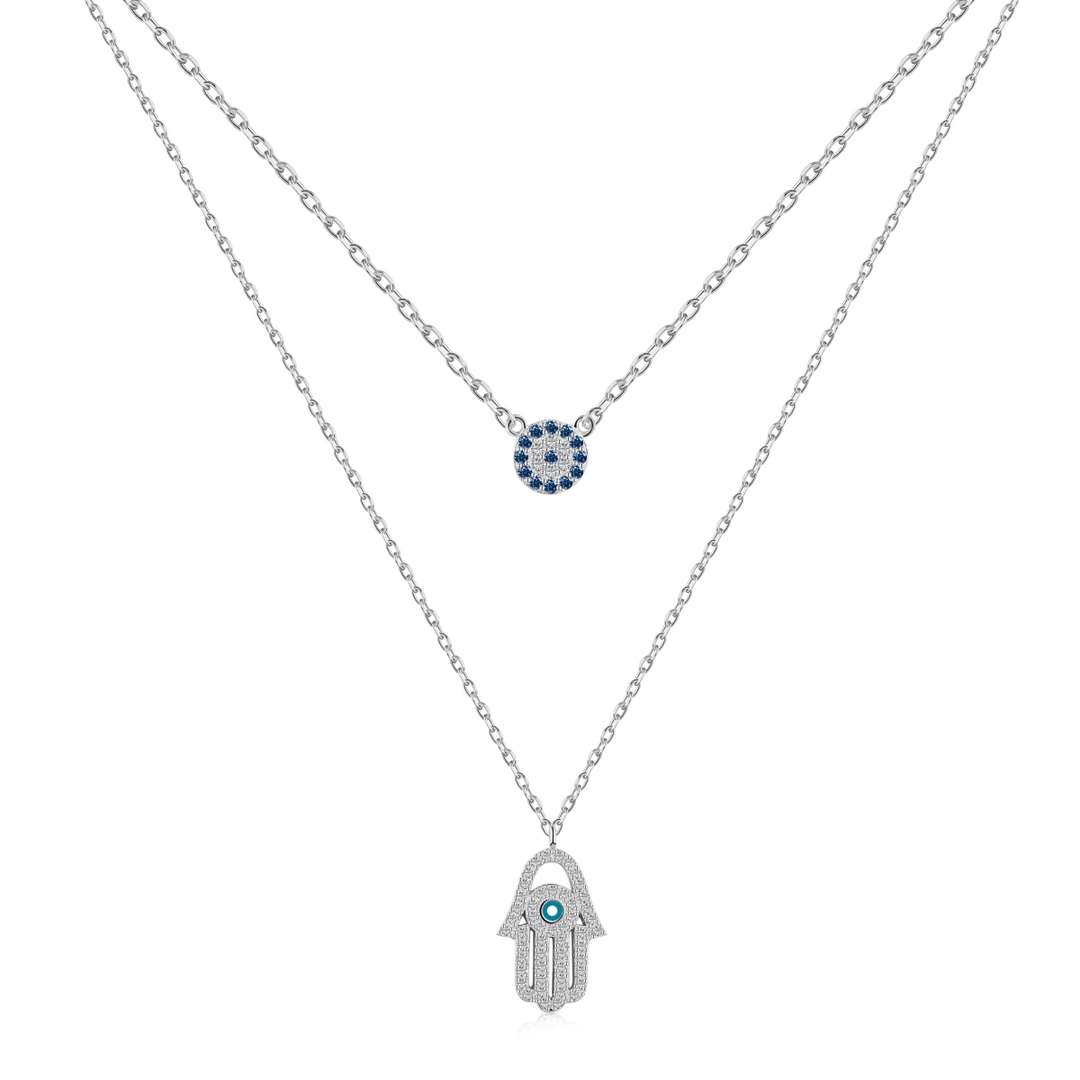 [GALE]Demon Eye Hamsa Palm Necklace