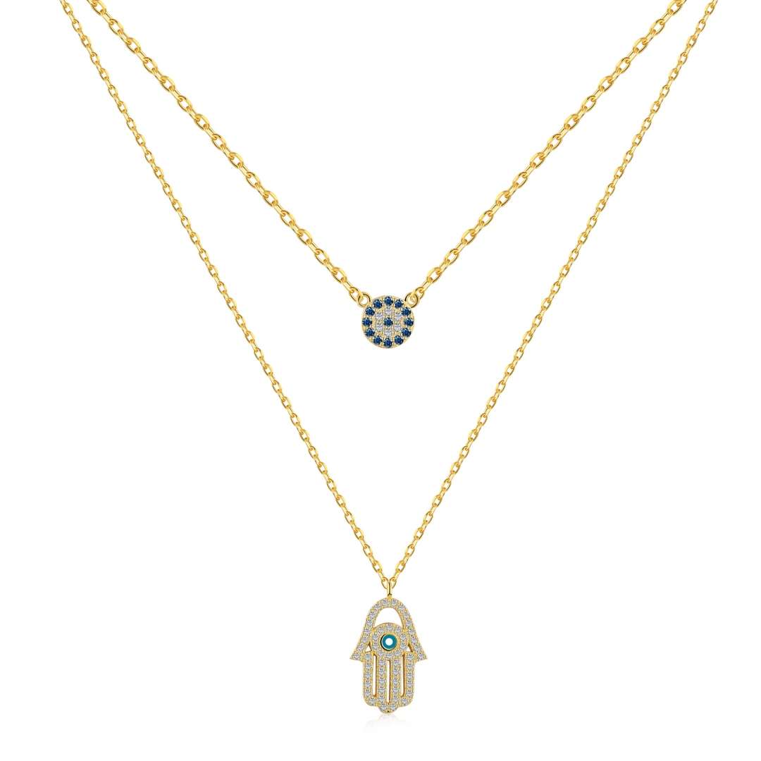 [GALE]Demon Eye Hamsa Palm Necklace
