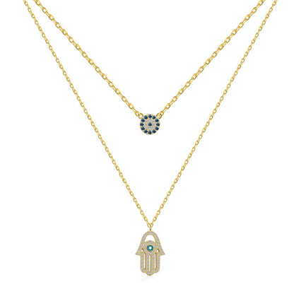 [GALE]Demon Eye Hamsa Palm Necklace