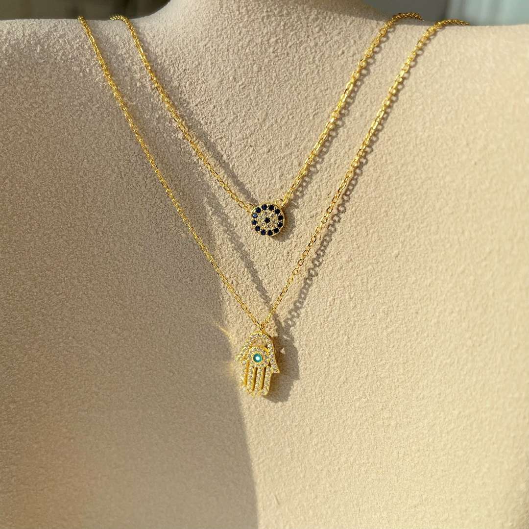 [GALE]Demon Eye Hamsa Palm Necklace