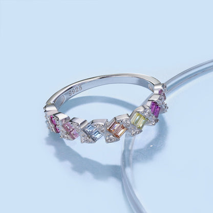 [GALE]Delicate Vibrant Emerald Cut Daily Ring