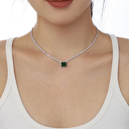 [GALE]4.0 Carat Elegant Radiant Cut Necklace