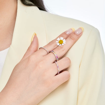 [GALE]Dazzling Lustrous Round Cut Tennis Ring
