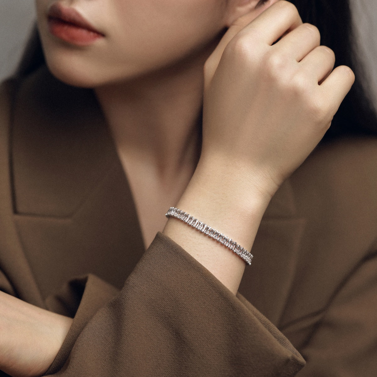 [GALE]Exquisite Emerald Cut Daily Bracelet