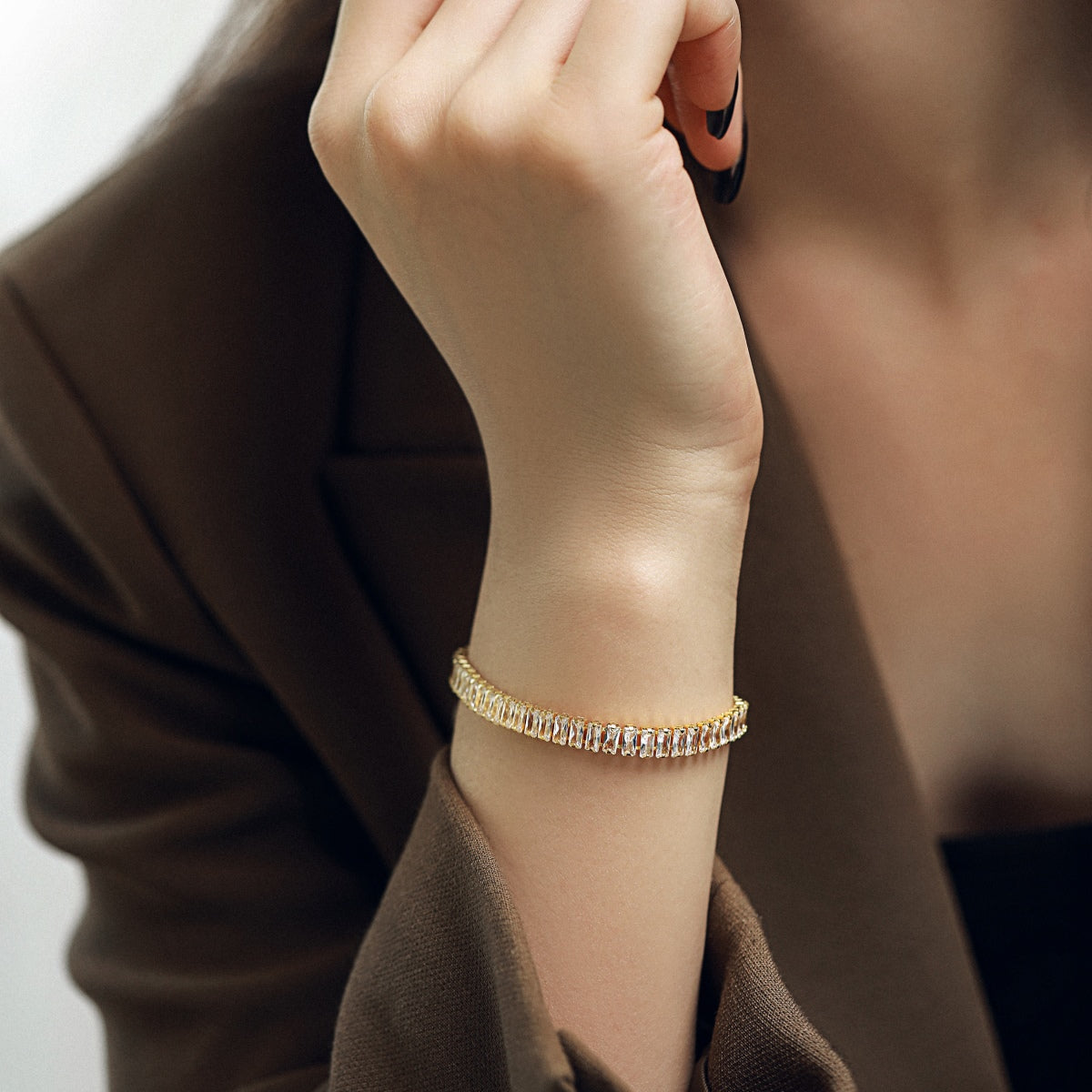 [GALE]Exquisite Emerald Cut Daily Bracelet