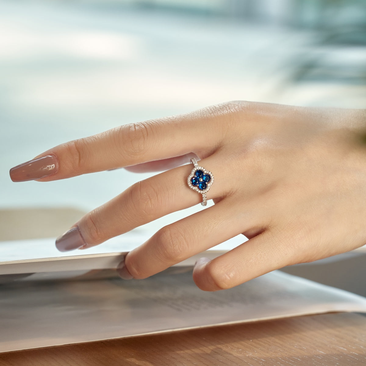 [GALE]Four Leaf Clover Flower Design Ring