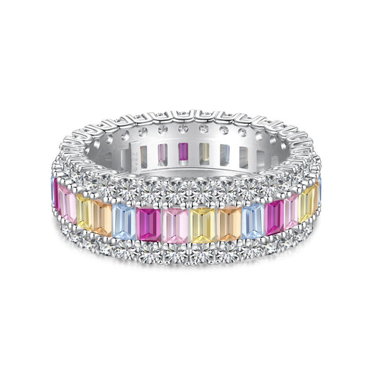 [GALE]Dainty Colorful Radiant Cut Daily Ring