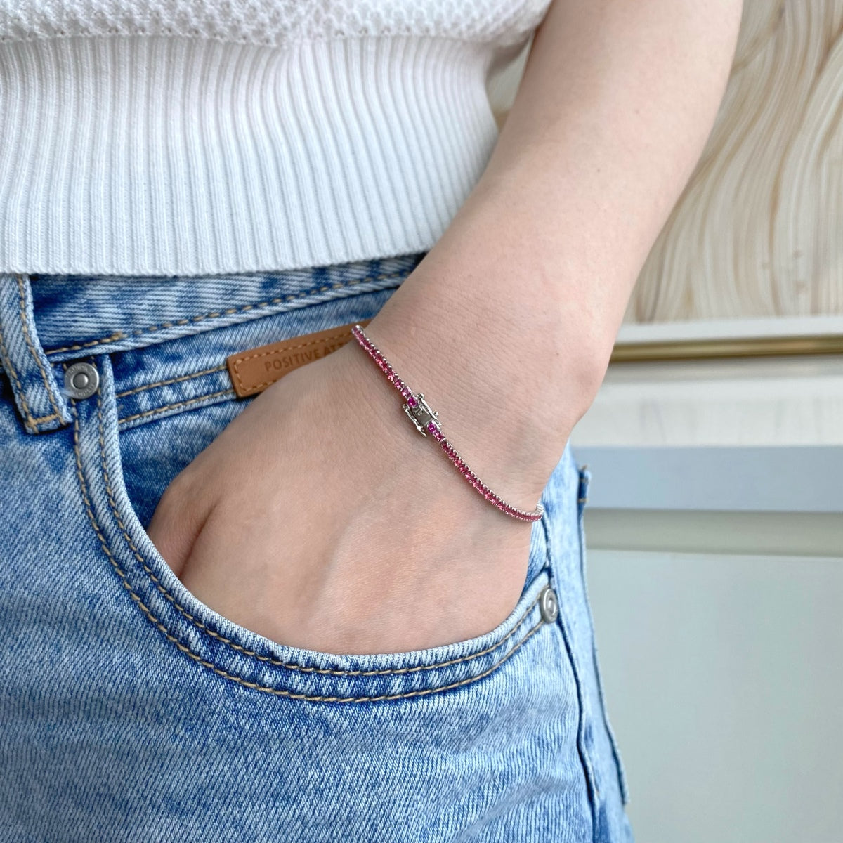 [GALE]Dazzling Colorful Round Cut Daily Bracelet