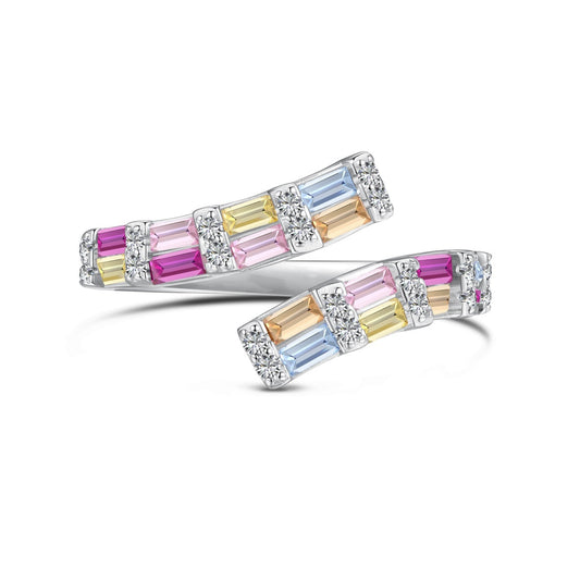 [GALE]Charming Colorful Radiant Cut Adjustable Daily Ring