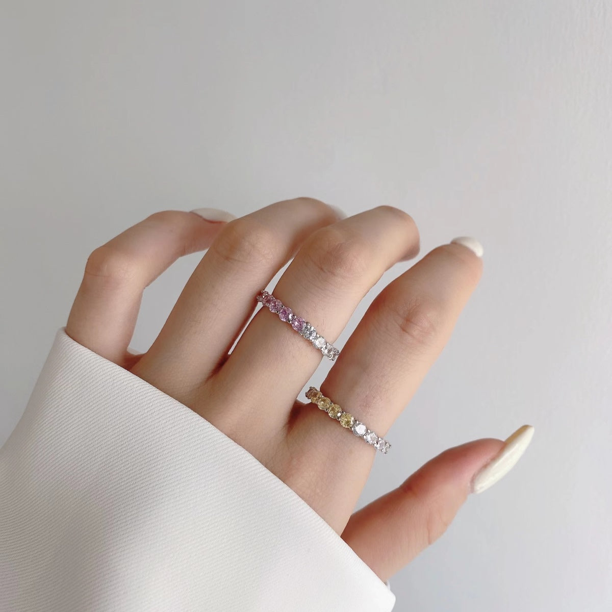 [GALE]Sparkling Round Cut Tennis Ring