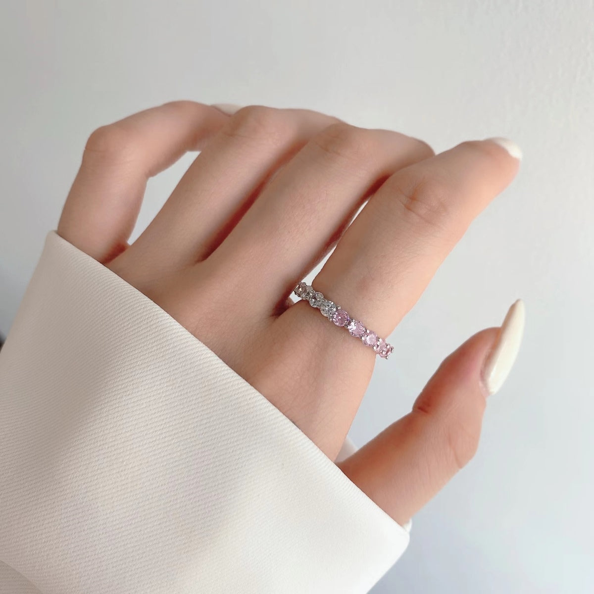 [GALE]Sparkling Round Cut Tennis Ring