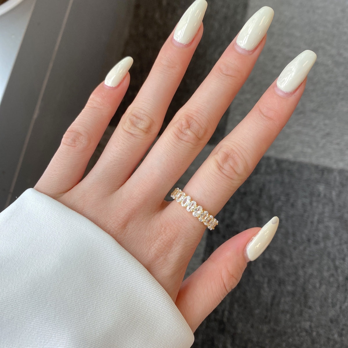 [GALE]Ornate Oval Cut Tennis Ring