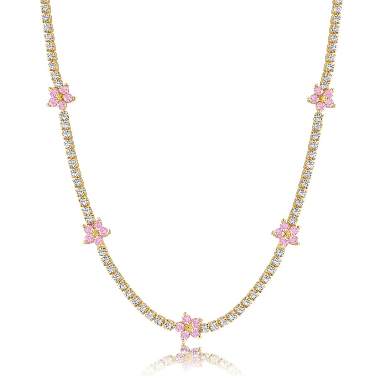 [GALE]Luxurious Colorful Flower Tennis Necklace