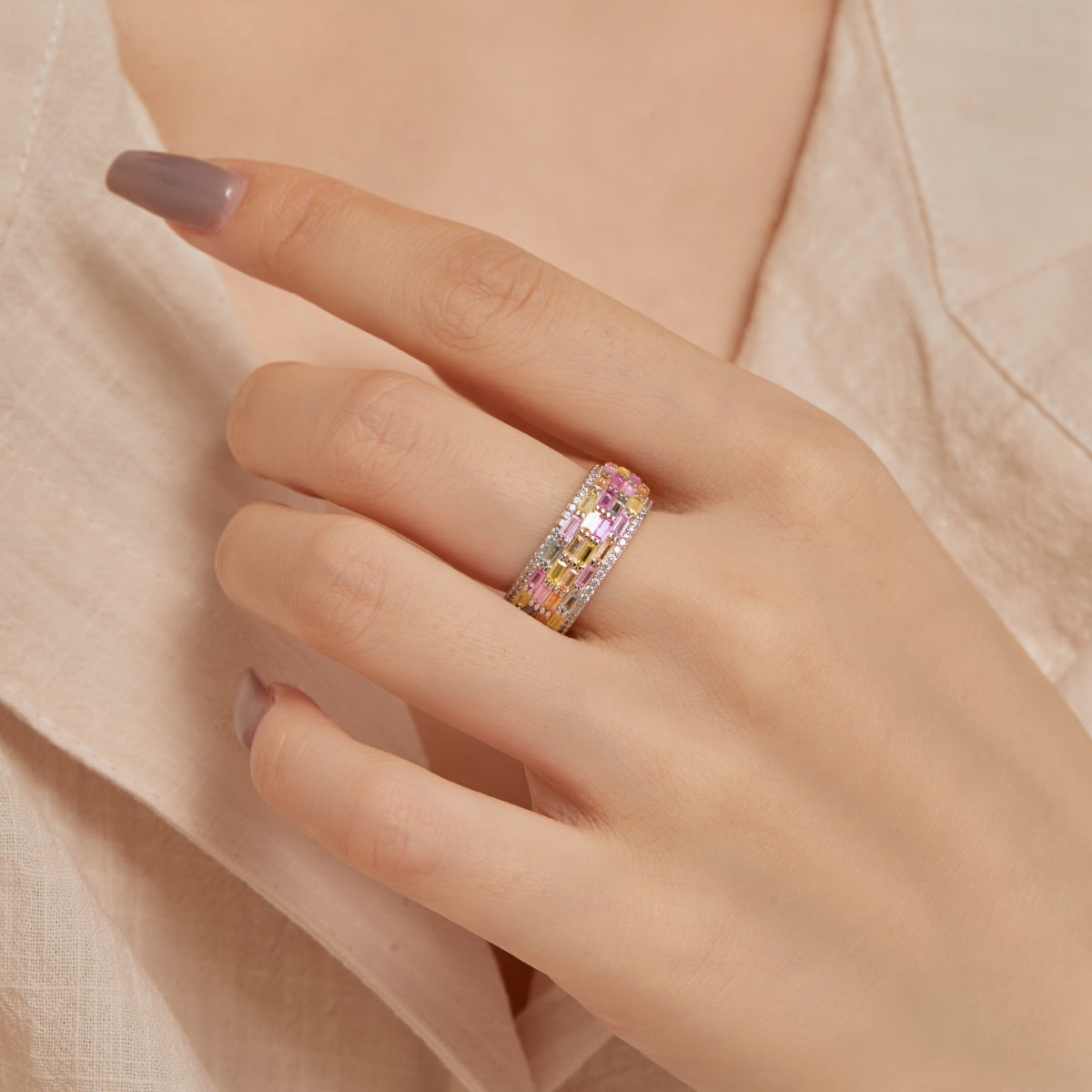 [GALE]Radiant Colorful Radiant Cut Daily Ring