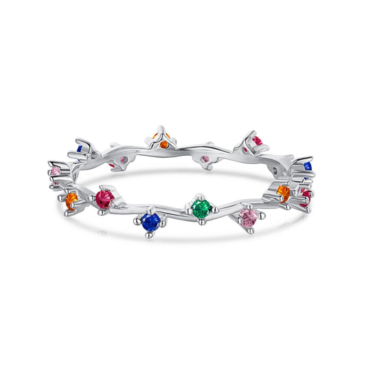 [GALE]Radiant Colorful Round Cut Daily Ring