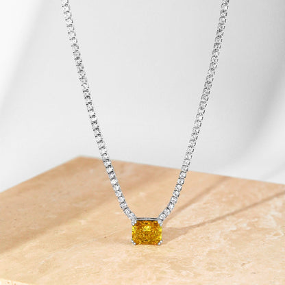 [GALE]4.0 Carat Elegant Radiant Cut Necklace