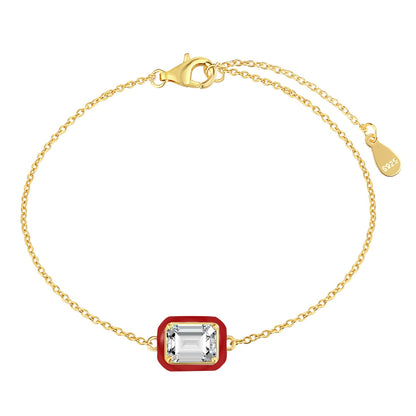 [GALE]2.0 Carat Sparkling Colorful Emerald Cut Daily Bracelet